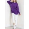 2 İplik Kapşonlu Tunik Sweat Mor - 42766.1878.
