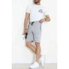 2 İplik Nakışlı Erkek Şort Gri - 71087.2066.