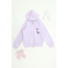 2 İplik Şardonsuz Fermuarlı Ceket 6-9 Yaş Lila - 6264269.1576.