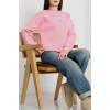 3 İplik Bisiklet Yaka Sweat Pembe - 42239.1878.