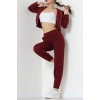 3 İplik Crop Eşofman Takımı Bordo - 50913.1878.