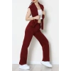 3 İplik Crop Palazzo Eşofman Takımı Bordo - 50914.1878.