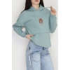 3 İplik Kanguru Cepli Kapşonlu Sweat Mint - 42254.1878.