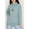 3 İplik Kanguru Cepli Kapşonlu Sweat Mint - 42254.1878.