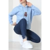 3 İplik Kapşonlu Baskılı Sweat Bebemavi - 42229.1878.