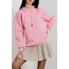 3 İplik Kapşonlu Baskılı Sweat Pembe - 42232.1878.