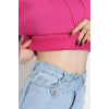 3 İplik Kapşonlu Crop Sweat Fuşya - 20959.1878.