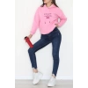 3 İplik Kapşonlu Nakışlı Sweat Pembemor - 42228.1878.