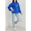 3 İplik Kapşonlu Nakışlı Sweat Saksbebemavi - 42228.1878.