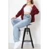 3 İplik Kompakt Oversize Biye Detaylı Sweat Bordo - 42505.1878.