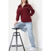 3 İplik Kompakt Oversize Biye Detaylı Sweat Bordo - 42505.1878.