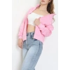3 İplik Kompakt Oversize Biye Detaylı Sweat Pembe - 42505.1878.