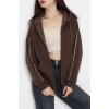 3 İplik Oversize Biyeli Sweat Kahve - 42503.1878.
