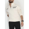 3 İplik Şardonlu Baskılı Erkek Sweat Ekru1 - 31610.1872.