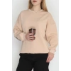 3 İplik Şardonlu Oversize Sweat Bej - 50922.1878.