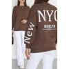 3 İplik Şardonlu Oversize Sweat Kahve - 50922.1878.