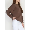 3 İplik Şardonlu Oversize Sweat Kahve - 50922.1878.