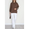 3 İplik Şardonlu Oversize Sweat Kahve - 50922.1878.