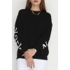 3 İplik Şardonlu Oversize Sweat Siyah - 50922.1878.