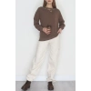 3 İplik Şardonlu Taşı Sweat Kahve - 42609.1878.