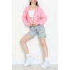 3 İplik Şardonsuz Balon Kol Crop Sweat Açıkpembe - 80773.1878.