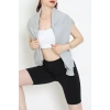 3 İplik Şardonsuz Balon Kol Crop Sweat Koyugri - 80773.1878.