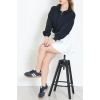 3 İplik Şardonsuz Balon Kol Crop Sweat Lacivert - 80773.1878.