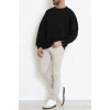 3 İplik Şardonsuz Bisiklet Yaka Erkek Sweat Siyah - 42817.1878.
