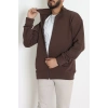 3 İplik Şardonsuz Dik Yaka Fermuarlı Erkek Sweat Kahve - 42816.1878.