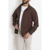 3 İplik Şardonsuz Dik Yaka Fermuarlı Erkek Sweat Kahve - 42816.1878.