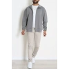 3 İplik Şardonsuz Dik Yaka Fermuarlı Erkek Sweat Koyugri - 42816.1878.