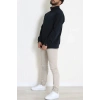 3 İplik Şardonsuz Dik Yaka Fermuarlı Erkek Sweat Lacivert - 42816.1878.
