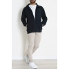 3 İplik Şardonsuz Dik Yaka Fermuarlı Erkek Sweat Lacivert - 42816.1878.