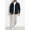 3 İplik Şardonsuz Dik Yaka Fermuarlı Erkek Sweat Lacivert - 42816.1878.