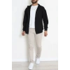3 İplik Şardonsuz Dik Yaka Fermuarlı Erkek Sweat Siyah - 42816.1878.