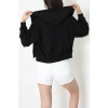 3 İplik Şardonsuz Fermuarlı Cepli Crop Sweat Siyah - 80774.1878.