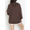 3 İplik Şardonsuz Fermuarlı Oversize Kanguru Sweat Kahve - 80775.1878.