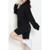 3 İplik Şardonsuz Fermuarlı Oversize Kanguru Sweat Siyah - 80775.1878.