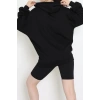 3 İplik Şardonsuz Fermuarlı Oversize Kanguru Sweat Siyah - 80775.1878.