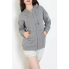 3 İplik Şardonsuz Fermuarlı Şeritli Oversize Sweat Koyugri - 80772.1878.