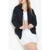 3 İplik Şardonsuz Fermuarlı Şeritli Oversize Sweat Lacivert - 80772.1878.