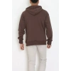 3 İplik Şardonsuz Kapşonlu Fermuarlı Erkek Sweat Kahve - 42815.1878.