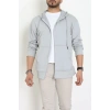 3 İplik Şardonsuz Kapşonlu Fermuarlı Erkek Sweat Koyugri - 42815.1878.