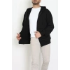 3 İplik Şardonsuz Kapşonlu Fermuarlı Erkek Sweat Siyah - 42815.1878.