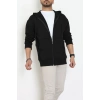 3 İplik Şardonsuz Kapşonlu Fermuarlı Erkek Sweat Siyah - 42815.1878.