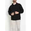 3 İplik Şardonsuz Kapşonlu Fermuarlı Erkek Sweat Siyah - 42815.1878.