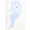 5-12 Yaş Kaşkorse Nakışlı Pijama Takımı Mavi - 52142.1567.