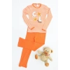 5-12 Yaş Kaşkorse Nakışlı Pijama Takımı Turuncu - 52142.1567.
