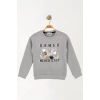6-9 Yaş Gamer Baskılı 3 İp Şardonlu Sweatshirt Gri - 2264219.1576.