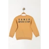 6-9 Yaş Gamer Baskılı 3 İp Şardonlu Sweatshirt Hardal - 2264219.1576.